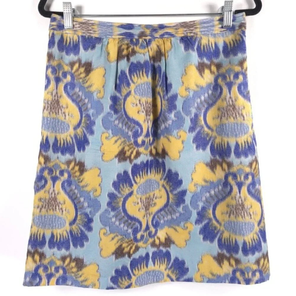TORY BURCH‎ SILK Blend Pleated Skirt A-Line Abstract Print Size 8